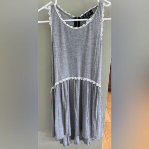 POL Gray A-Line Tiered Tank Top